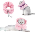 Cat Recovery Collar, Soft Adjustable Cone for Cats and Kittens, Lightweight Waterproof Elizabethan Collar for After-Surgery Care, Prevent Licking and Scratching, Neck Protector for Pets（Pink,M）