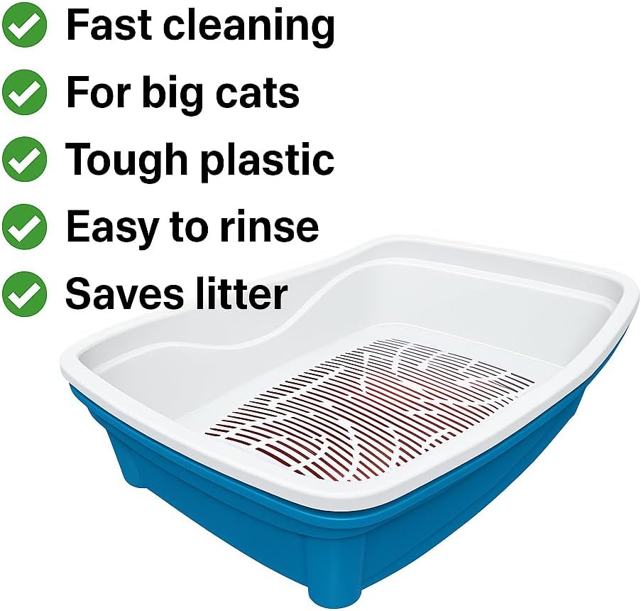 Classic Plus Sifting Litter Box Large - Large Cat Litter Pan with Intelligent Sifting System for Hygiene, Savings & Comfort - Durable, Easy Clean Design for Happy Cats (Blue)