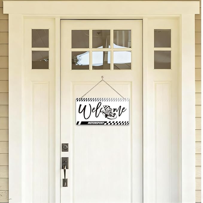 Welcome Sign for Front Door, Playroom Wall Decor, Motorsport Theme Wall Hanging - Image 4