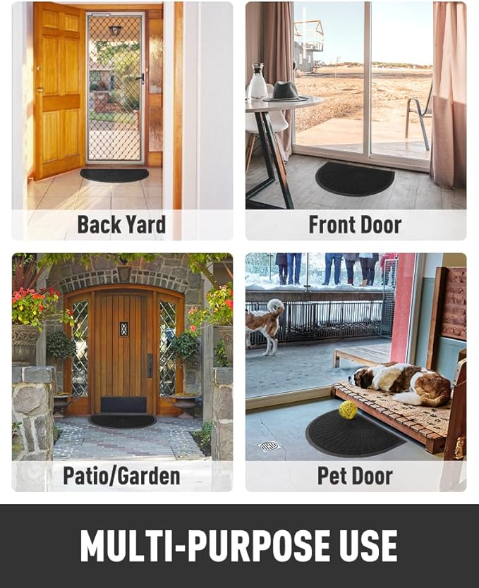 tchdio Door Mat Outdoor Indoor Entrance Doormat-Semicircular Durable Rubber Non - Image 7