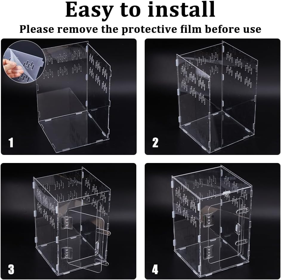 DICOSMETIC 1Pc Jumping Spider Enclosure Acrylic Transparent Enclosure Large Reptile Breeding Enclosures Tarantula Spider Box for Small Reptile Spiders Amphibians