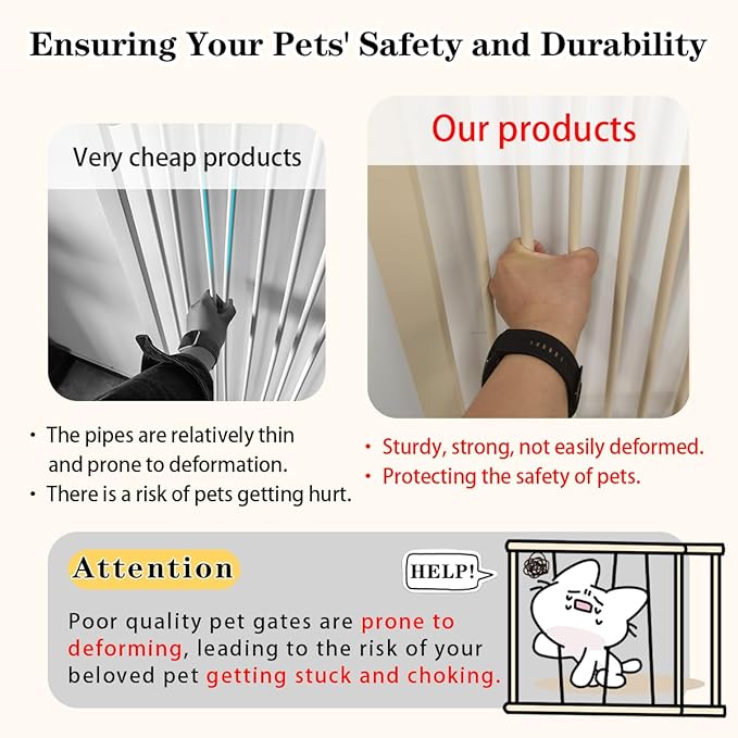 Lumizone Extra Tall Pet Gate 55.12" High Pressure Mounted 50.79"-55.11" Extra - Image 3