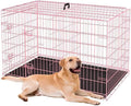 24-Inch Folding Metal Dog Crate for Small Breeds – Double Door, Removable Tray, and Carry Handle – Ideal for Indoor - Pink