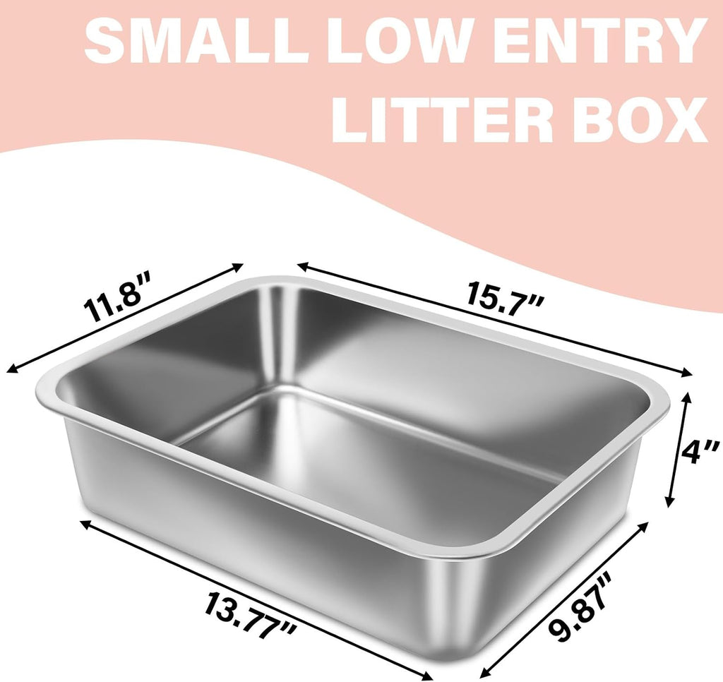 Stainless Steel Litter Box for Kitten, Small Litter Box