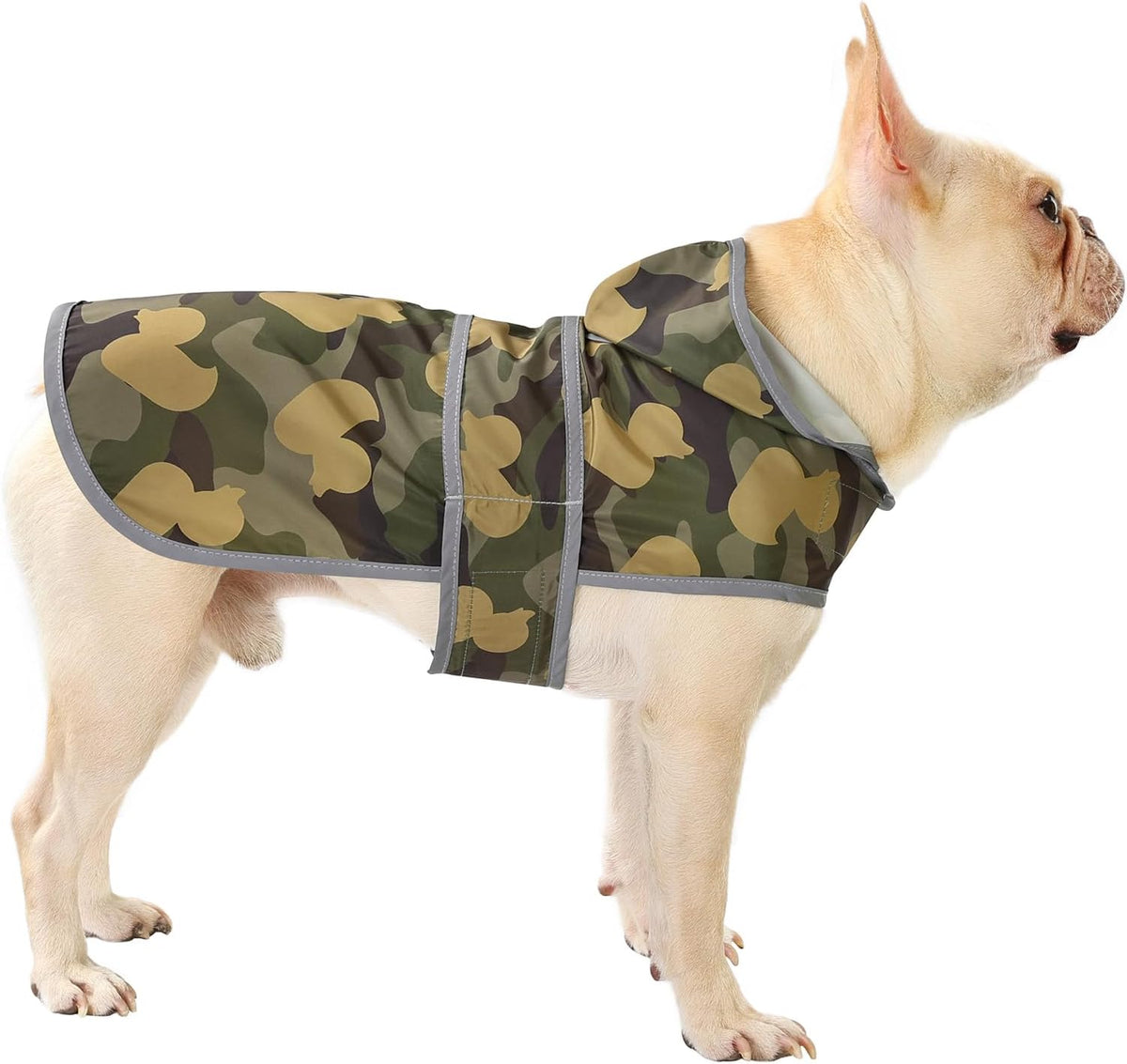 Dog Raincoat for Medium Dogs Waterproof Jacket Hooded Rain Coats with Reflective Strips Leash Hole & Poncho Adjustable Fit (CamoDuck,M)