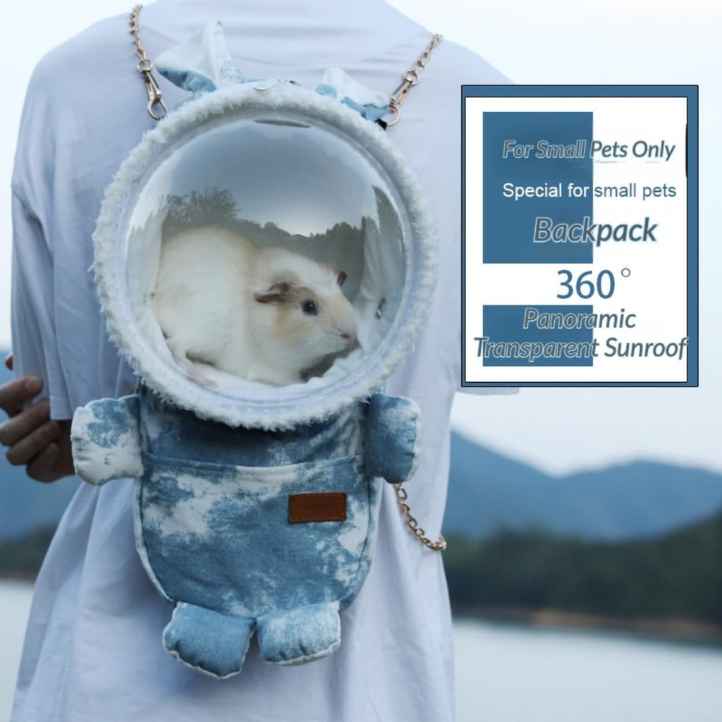 Small Pet Carrier Travel Backpack for Hamster Guinea Pig (Grey,Blue,Small)
