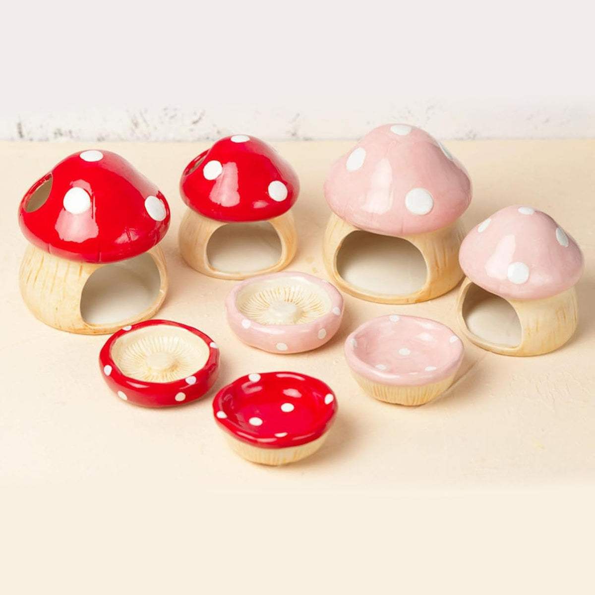 Ceramic Hamster Food Feeding Bowl Creative Furniture Hamster Hideout Mushroom Shaped for Ferret Squirrels Accessories, Food Bowl B