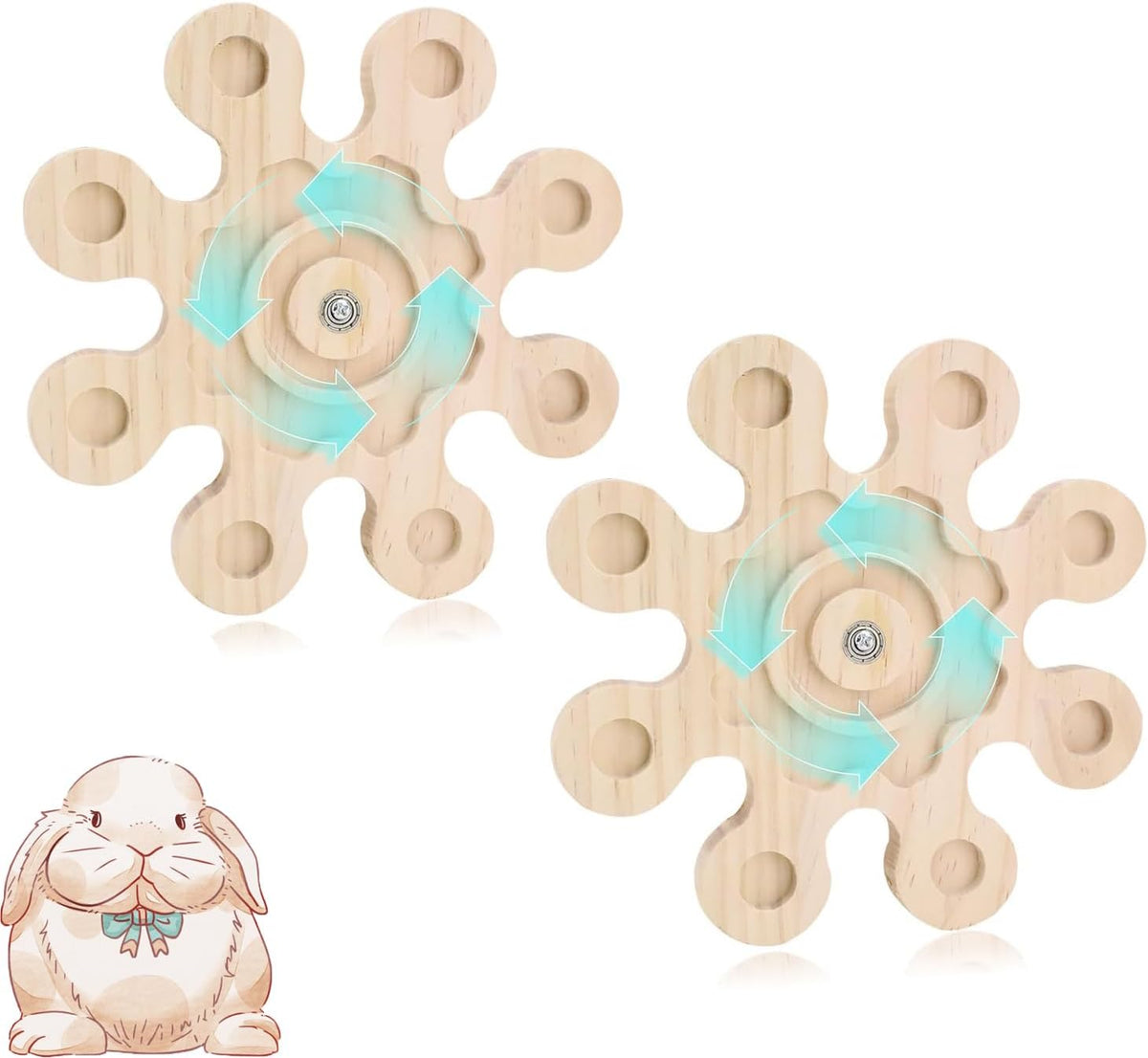 Natural Wood Chinchilla Chew Toy Snowflake Shape, 2 Count