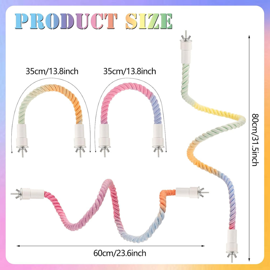4Pcs Rope Perch for Bird Cages, Bendable Climbing Cotton Rope
