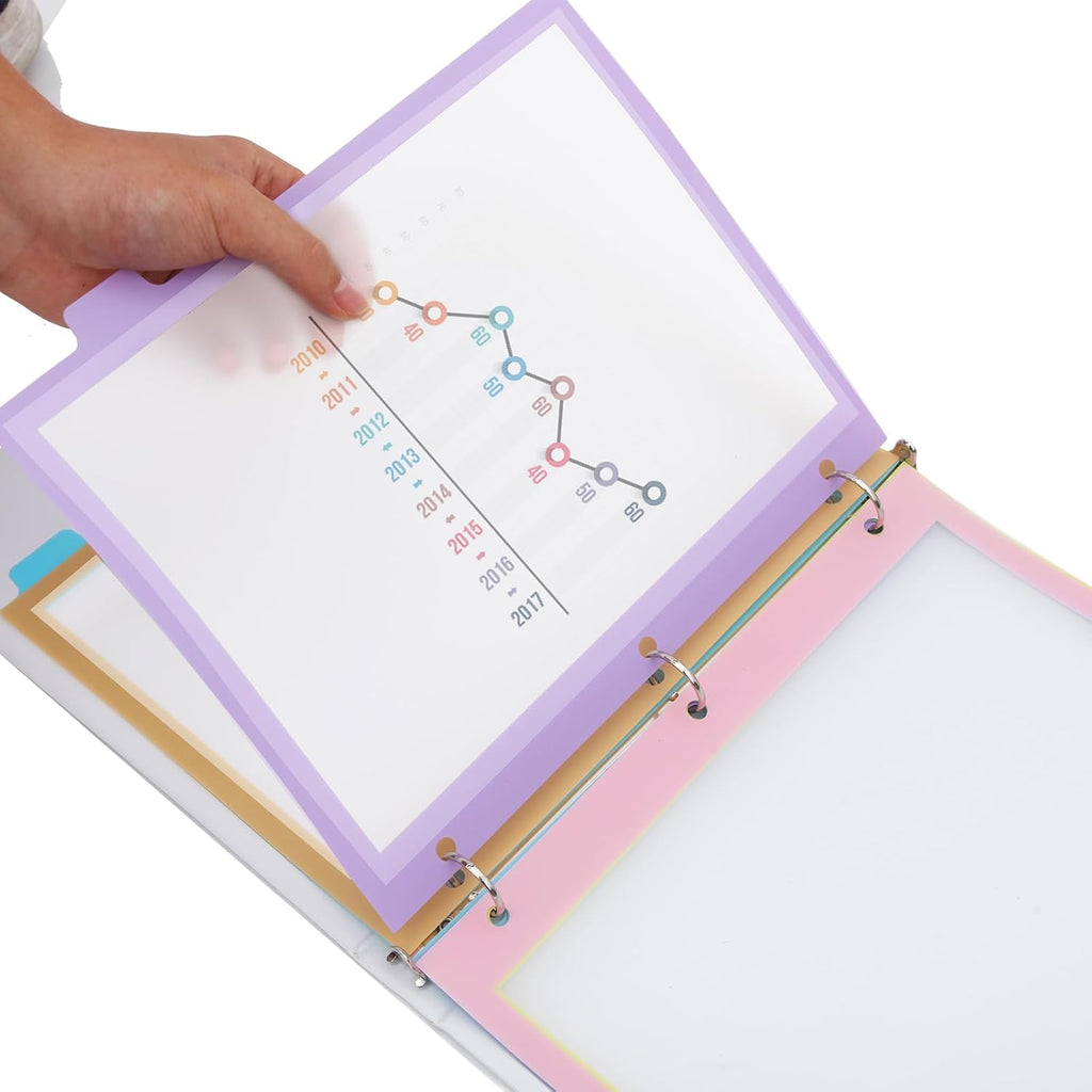 48Pcs/6 Set 8 Tab Dividers, Clear Plastic Binder Dividers with Tabs, for 3 Ring Binder, Letter Size, Multicolor