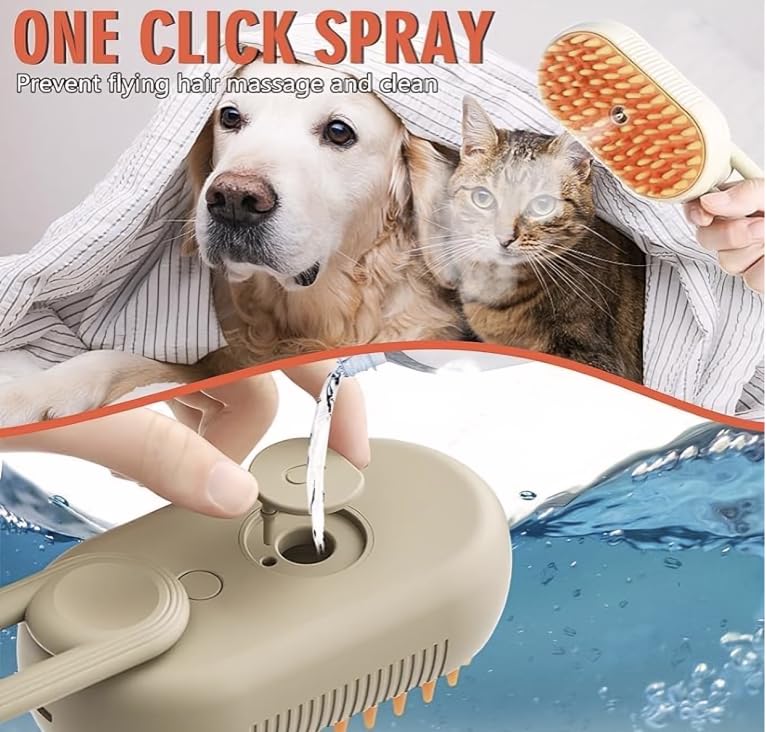 Premium Multi-Functional Cat & Dog Steam Brush – Clinic-Grade 3-in-1 Tool