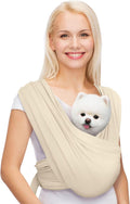 AnccoPlus Small Dog Sling Carrier, Hands-Free, Beige, Regular