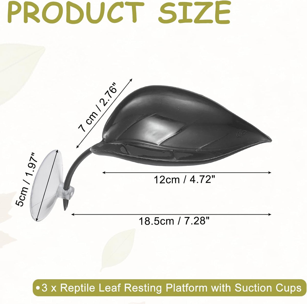 Reptile Leaf Resting Platform with Suction Cups Black 3Pcs