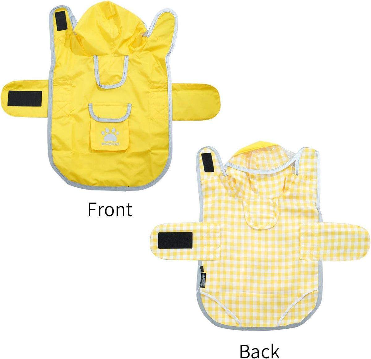 MAMORE Dog Raincoat Reversible,Waterproof Dog Rain Coat Hooded Slicker Poncho with Reflective Strip, Plaid Double Layer Rain Jacket for Small Medium Large Dogs (Yellow, XX-Large(55-77lb))