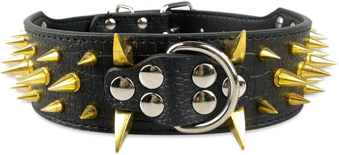 Serijoars Spiked Studded Dog Collar, PU Leather Dog Collar, Adjustable Pet by Serijoars