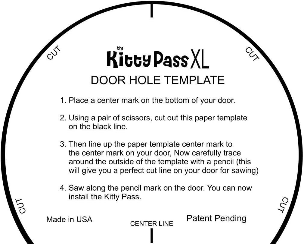 The Kitty Pass XL Cat Door for Interior Door - Cat Hole Kitty Door for Hidden Litter Box - Pet Door for Cats up to 30 lbs - Semi Gloss White Extra Large Cat Door Interior Door