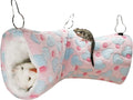 LEFTSTARER Hanging Tunnel for Small Animals Guinea Pig Accessories Sugar Glider Cage Accessories Hamster Rat Toys Ferret Hammock（Heart-Pink）
