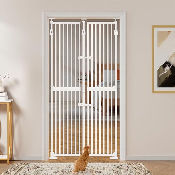 unipaws 75" High Extra Tall Cat Gate, Auto Closing and No Drilling Safety Gate by unipaws