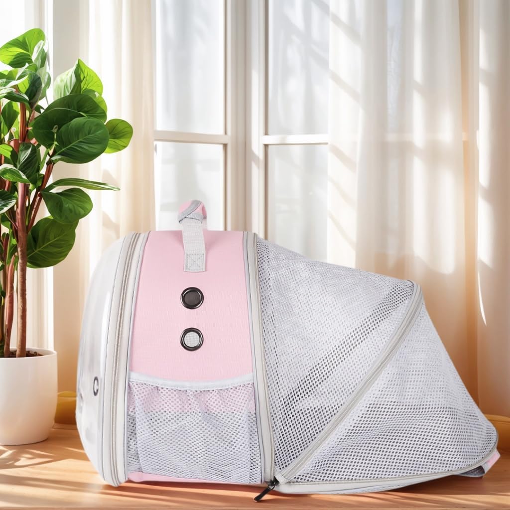 Back Expandable Backpack for Small Animals, Portable Travel Bag Breathable Pet Carrier Cages for Bunny, Guinea Pig, Bearded Dragon, Lizard, Rabbit, Squirrel, Tortoise, Kitten, Sugar Glider