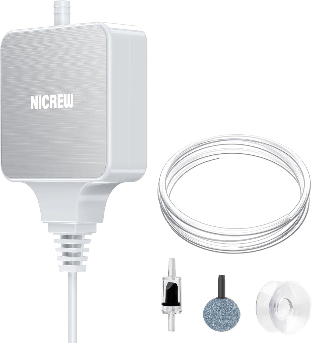 NICREW Nano Silent Aquarium Air Pump, Black, for up to 10 Gallon Fish Tank