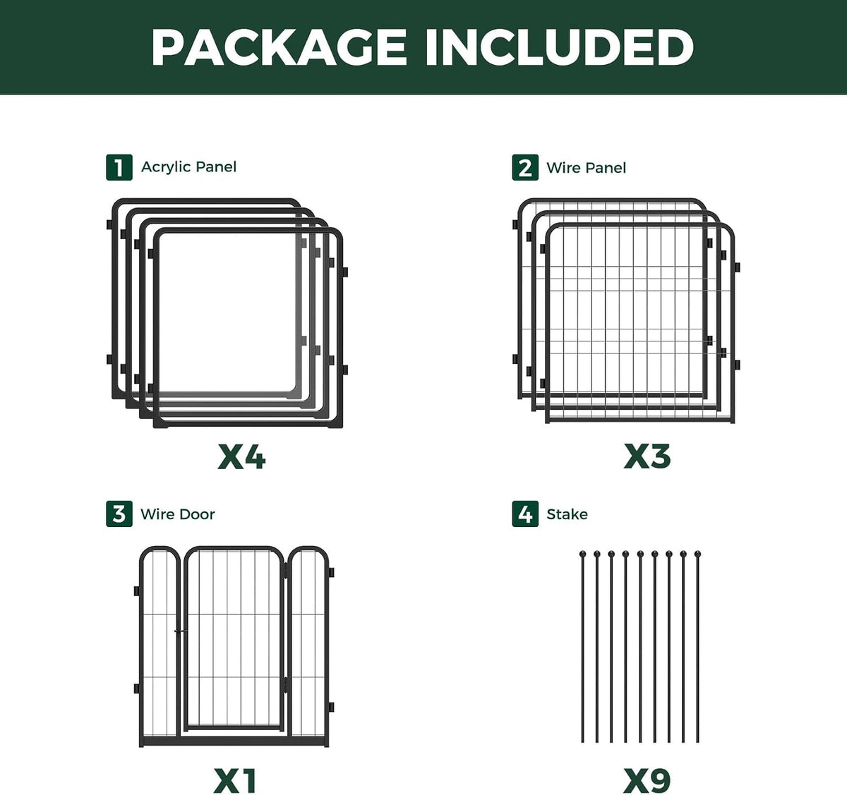 FXW AuraSpace Pro Acrylic & Wire Mesh Indoor Dog Playpen, 24" H, 8 Panels