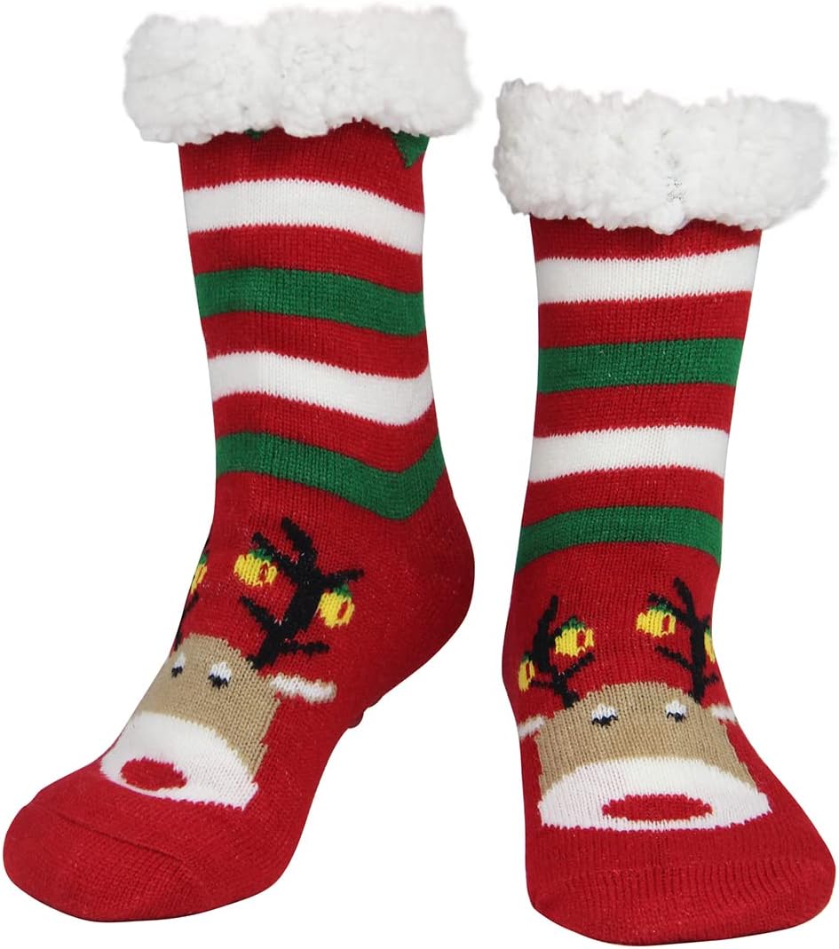 Slipper Socks for Women with Gripper Thick Fuzzy Christmas Gift