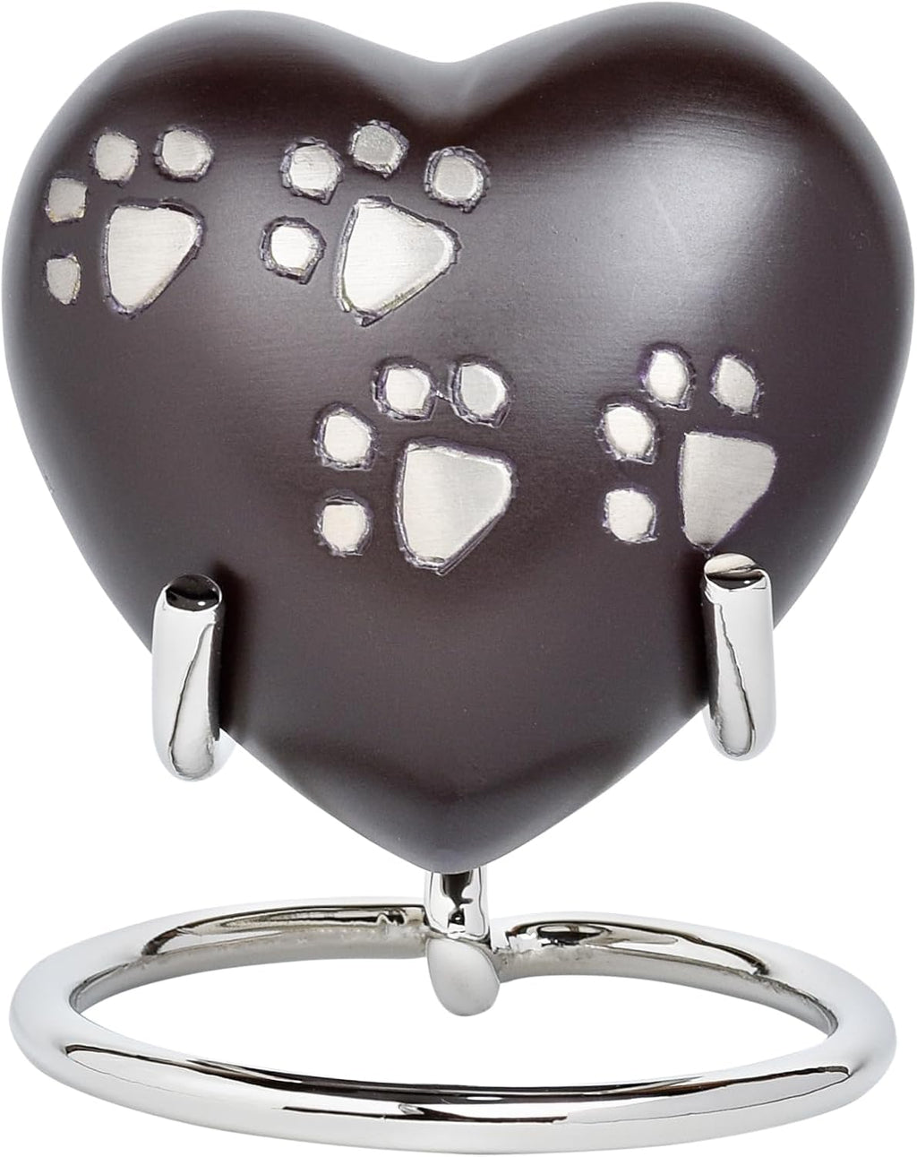 Urn for Pet Ashes Love Paw Heart Stand Cremation Memorial, Pewter 3"