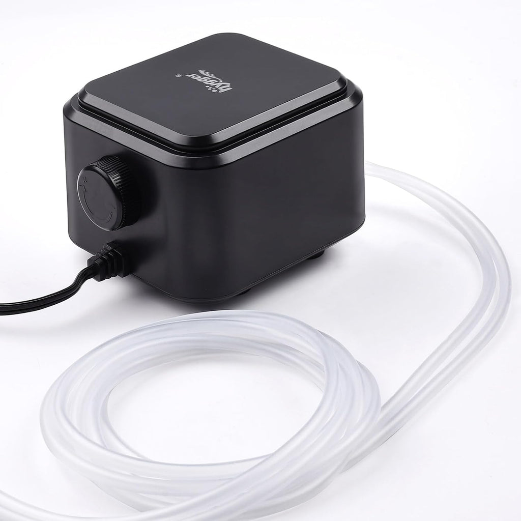hygger Quiet <30dB Aquarium Air Pump, Adjustable Low Decibel Oxygen Fish Tank Pump 2 Air Outlets Ultra Silent Powerful Aerator Pump with Accessories Max 80GPH/160GPH/255GPH(3.5W,Up to 120Gallon)