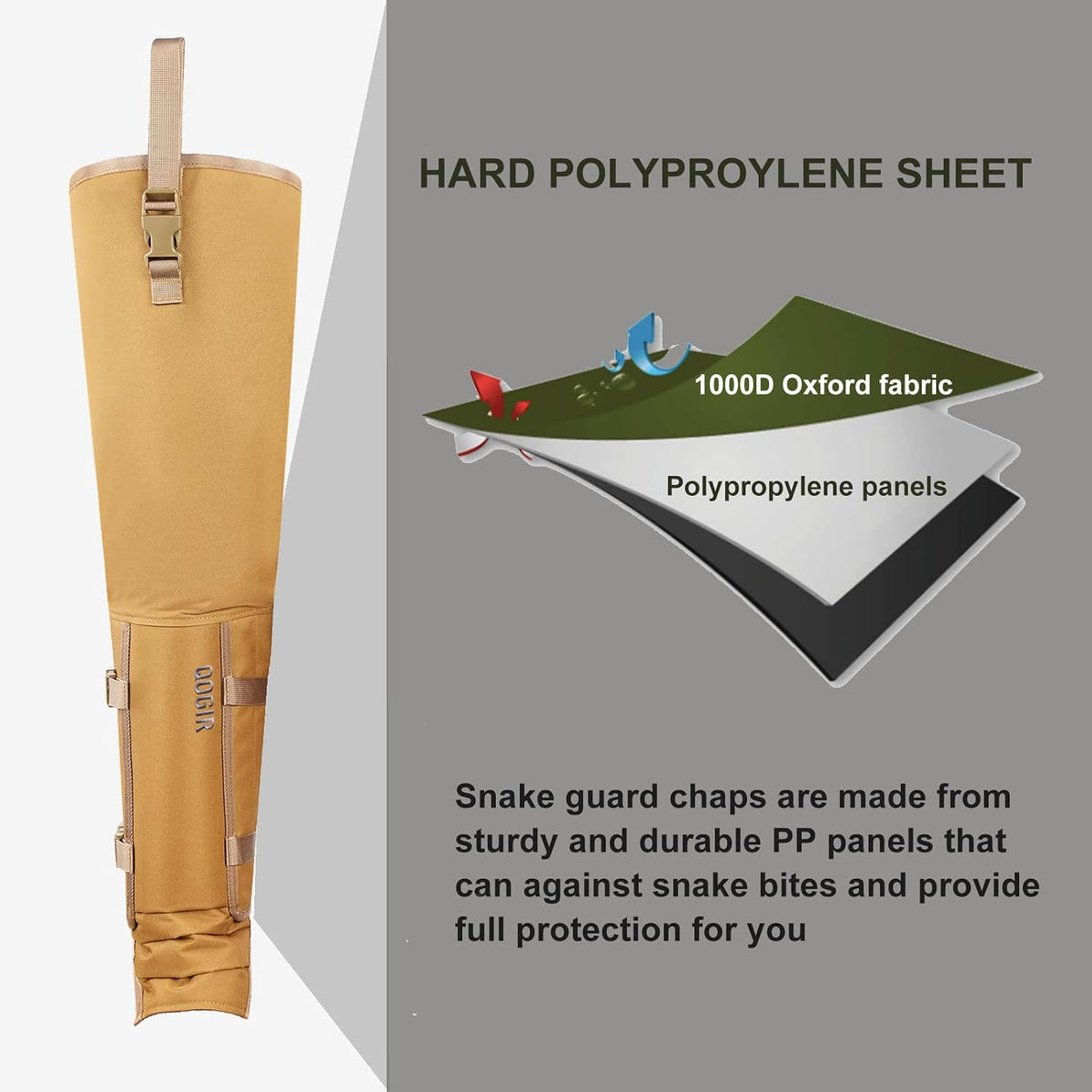 skiguard Snake Gaiter Chaps for Hunting: Snake Bite Protection for Ankle to Thigh Snake Chap, Waterproof Snake Gaiter for Men