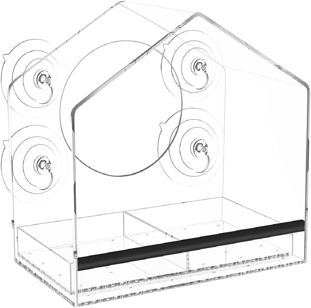Clear Window Bird Feeder with Strong Suction Cups, Removable Tray