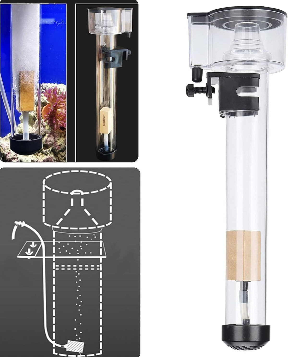 Aquarium Protein Skimmer Aquarium Protein Skimmer Oil Film Processor for Oil Removing Air Adjustment Accessories