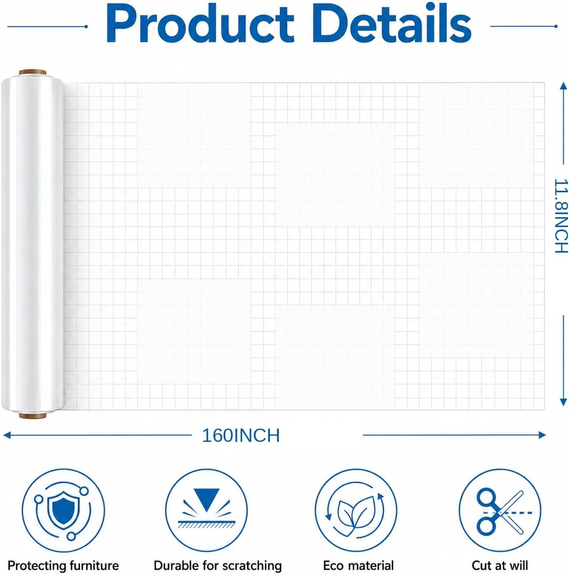 Cat Scratch Furniture Protector, 157.5 x 11.8 Inches, Clear Vinyl