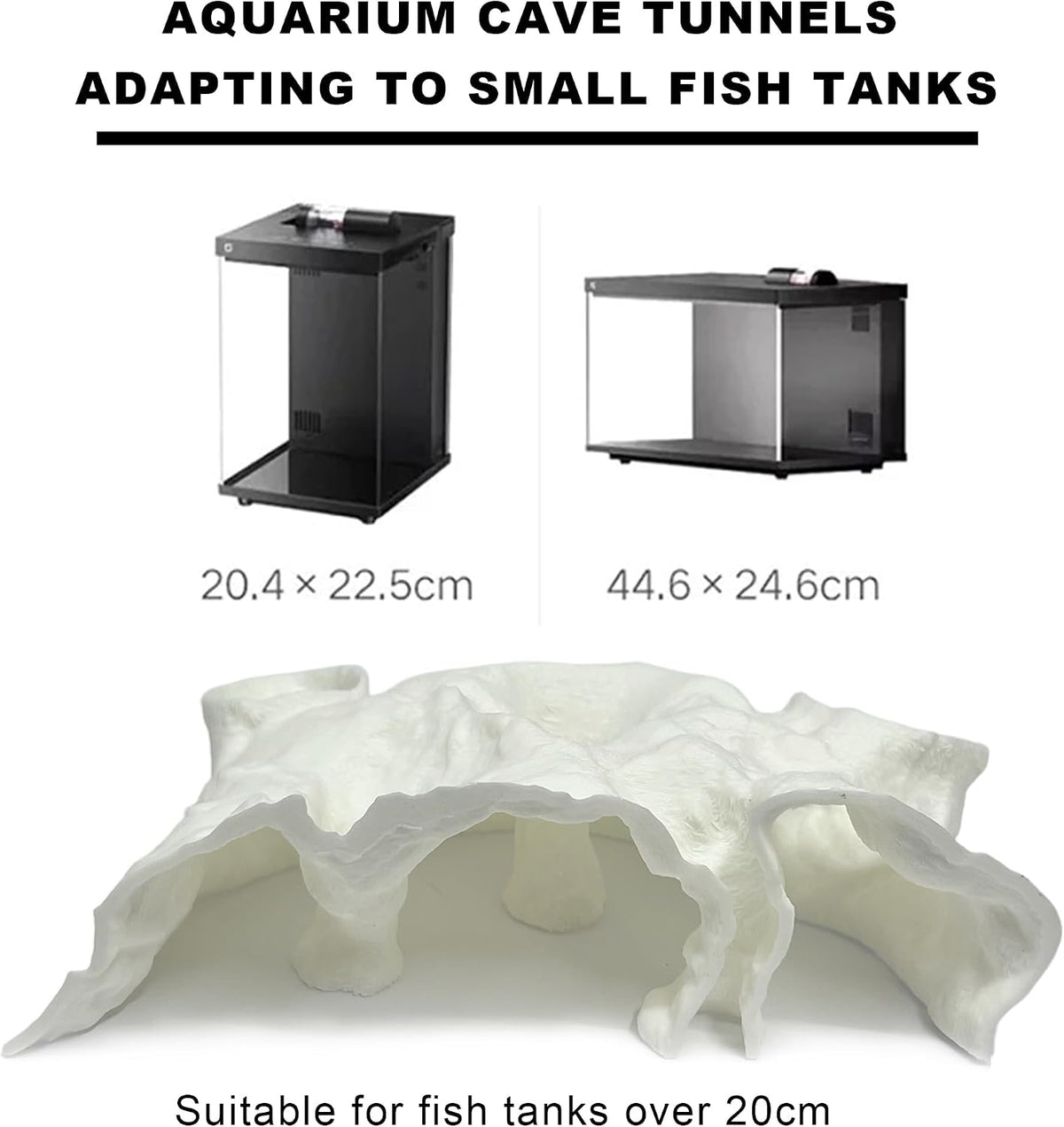 LIYAOLI Aquarium Ornaments Cave Tunnel with Viewing Ports | Fish Tank Decoration Hideout for Pleco, Shrimp & Corydoras | Substrate-Friendly Design & Sinking Base (S - White)
