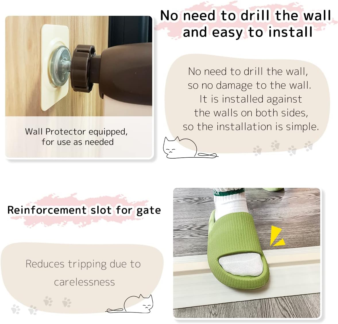 Lumizone 61.02" Extra Tall Pet Gate for Cat Dog 30.12"-34.05" Wide Cream