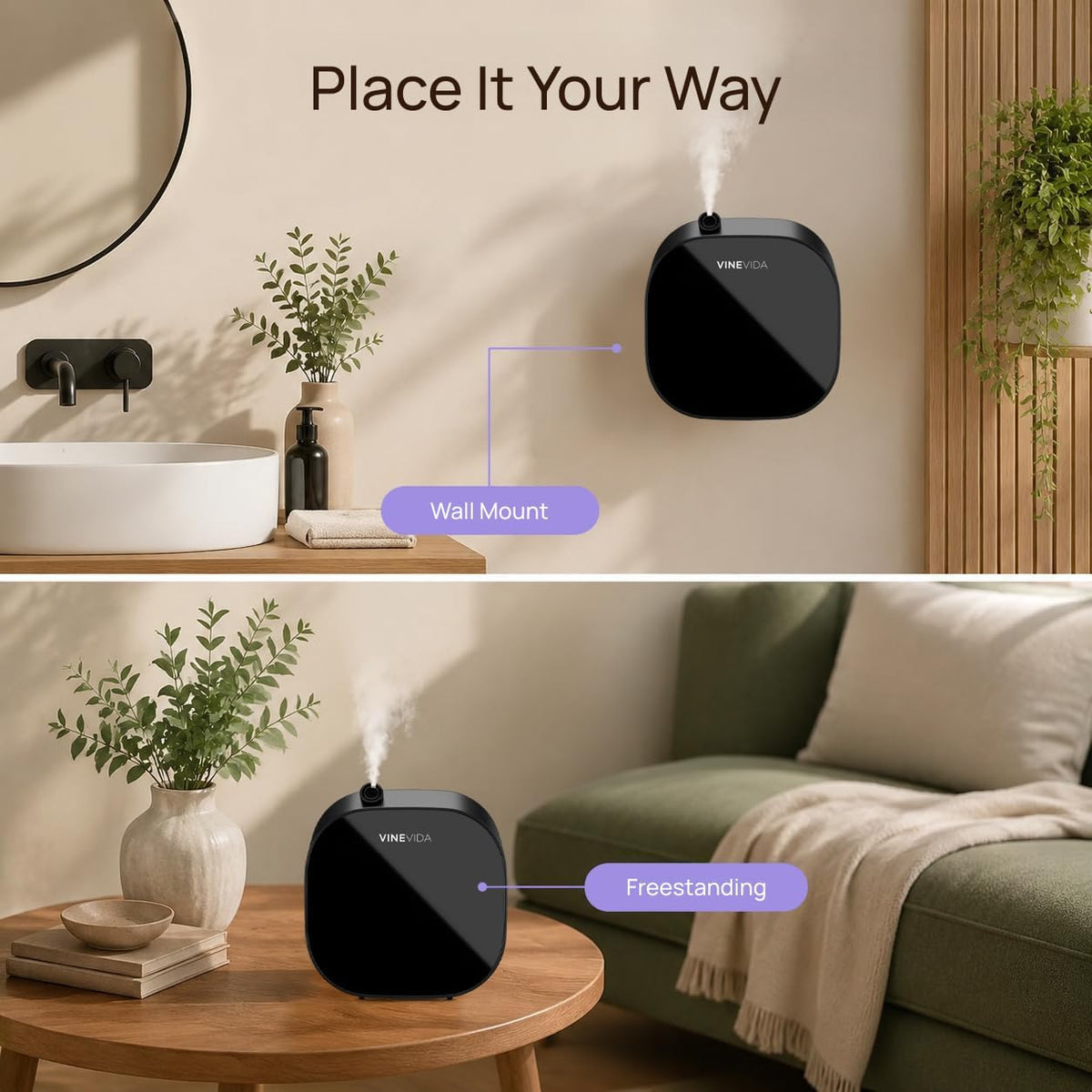 VINEVIDA Waterless Aroma Diffuser for Home | Hotel Scent Included
