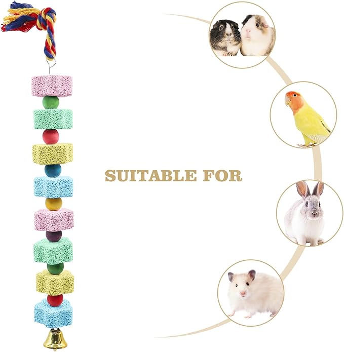 2 Pack Bird Chewing Toy, Colorful Parrot Beak Grinding Calcium Stone - Image 2