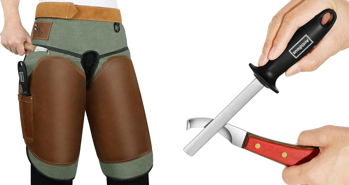 Antidious Professional Farrier Chaps it Kit, Come with a Hoof Knife Sharpener and a Farrier Apron, Keep Hoof Knives and Cutting Instruments Sharp