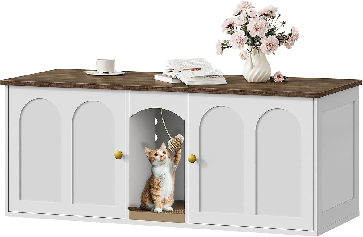 CHOEZON 47.2'' Cat Litter Box Enclosure for 2 Cats with Scratch Pad