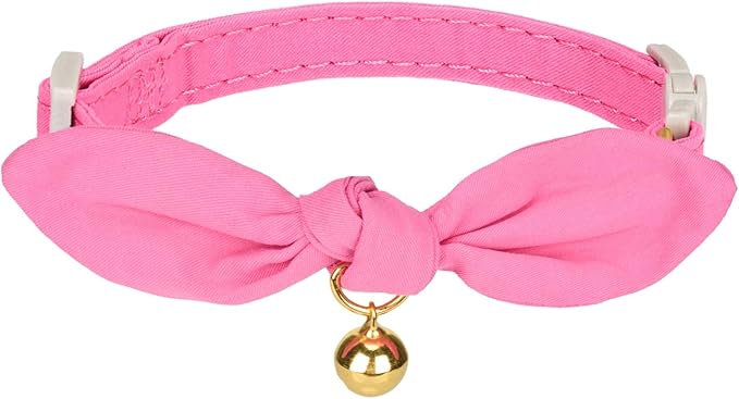 Bunny Ear Cat Collar with Bell and Bow Tie, Breakaway Cute Bowtie Kitten Collars by YUDOTE