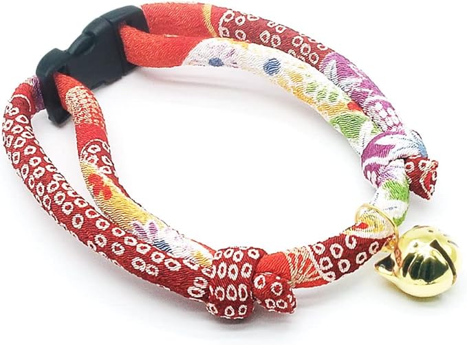 PetSoKoo Cat Collar with Kitty Face Bell. Cute Japan Chirimen Kitten Collar. - Image 2