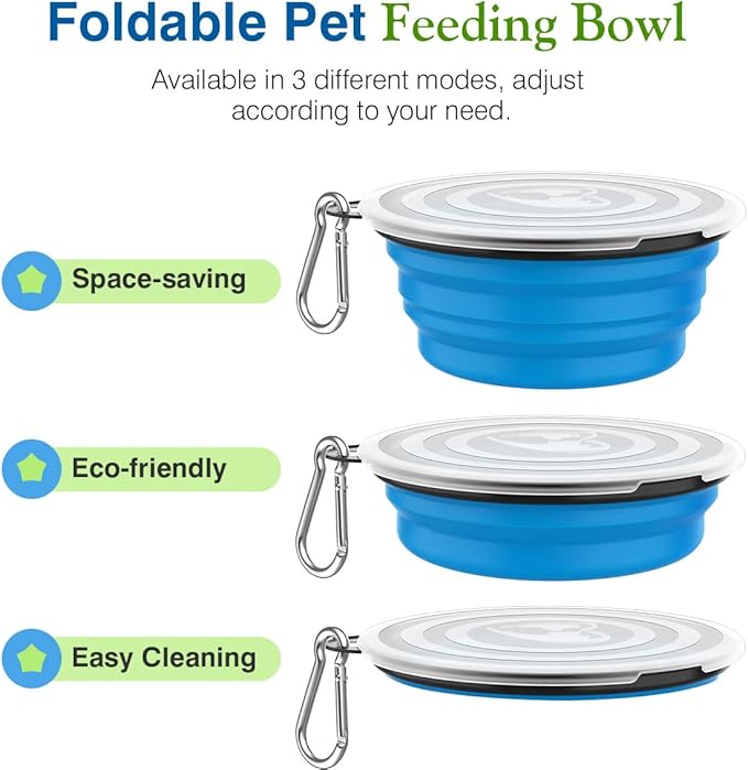 Pawaboo Collapsible Dog Bowls 2 Pack, Silicone Feeding Watering Bowls - Image 6