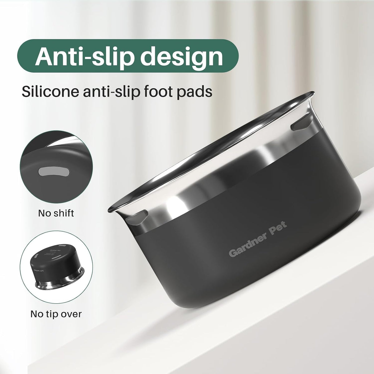 Gardner Pet Dog Bowls 1 Gallon (3.85L) Stainless Steel Dog Water Bowl