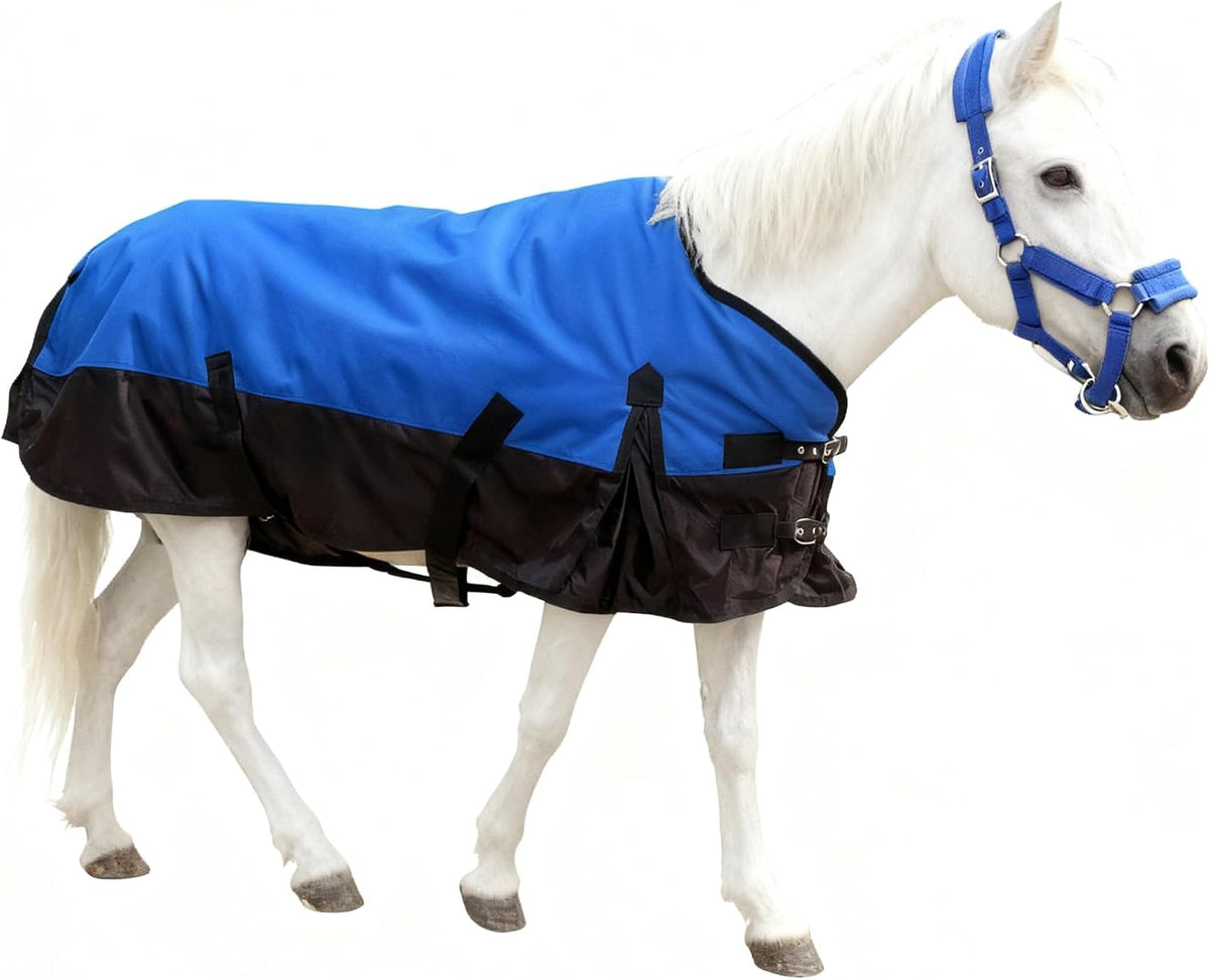Mini Horse/Pony/Foal/Miniature Turnout Blanket, Medium Weight Winter Blanket for Horses, Donkey Blanket, 1680 Denier Waterproof &Breathable/220g Filling (Blue, 47in)