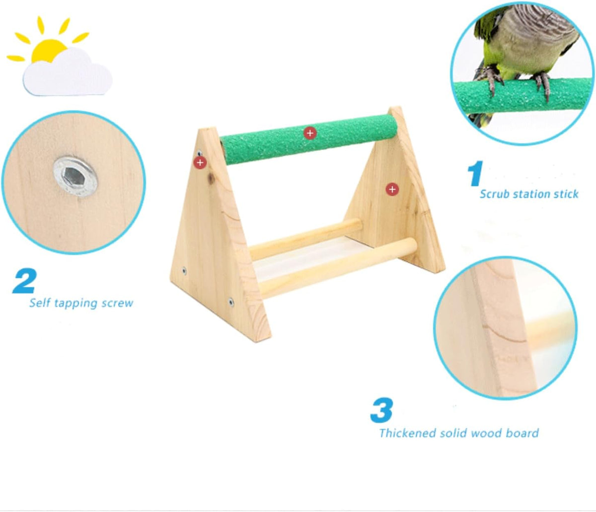 Wood Bird Play Stand for Small Parrots & Parakeets