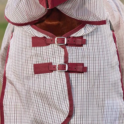 WeatherBeeta ComFiTec Ripshield Fly Sheet Detach-A-Neck, White/Burgundy, 78"