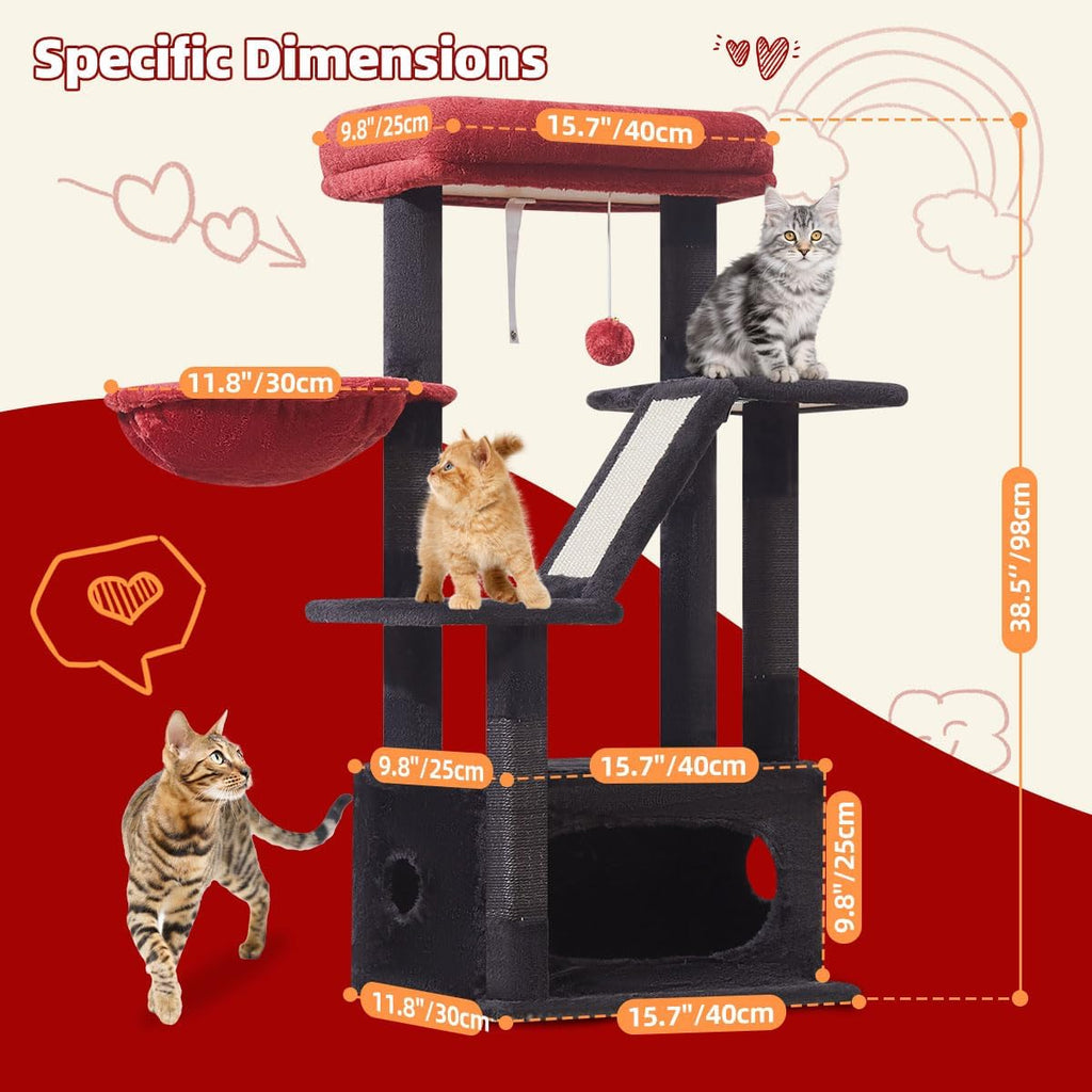 Taoqimiao Gothic Cat Tree, 38.5In Cat Tower for Indoor Cats, for Kittens