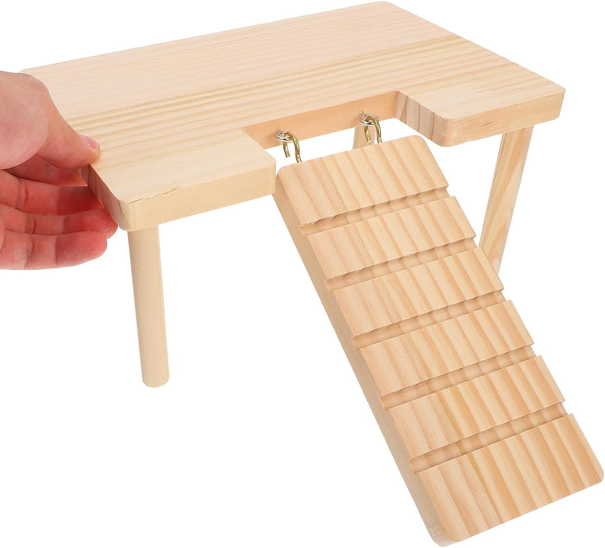 Hamster Platform with Ladder Wooden Hamster Cage Accessories Small Animal Ramp Toy for Hamsters Guinea Pigs Chinchillas Hedgehogs 9.44 X 6.29 X 4.48 in