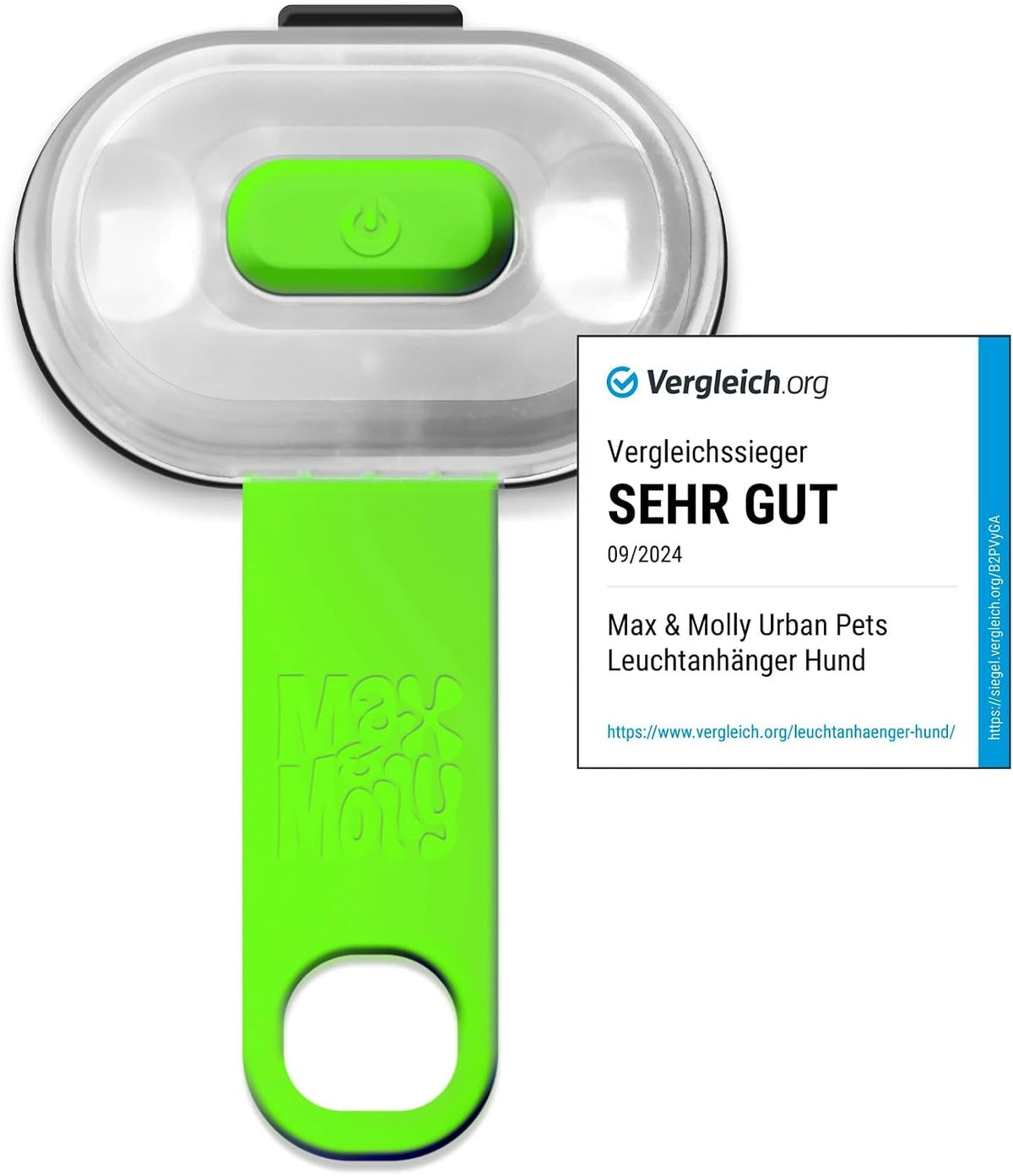 Max & Molly USB Rechargeable LED Safety Pet Light for Dog Collars & Harnesses - Waterproof, No-Dangle Secure Design, One Size Fits All - Ideal for Walking, Running, Biking & Outdoor Adventures