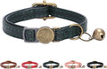 THAIN Leather Cat Collar with Bell Breakaway- Adjustable, Retro Bell fit Most by THAIN