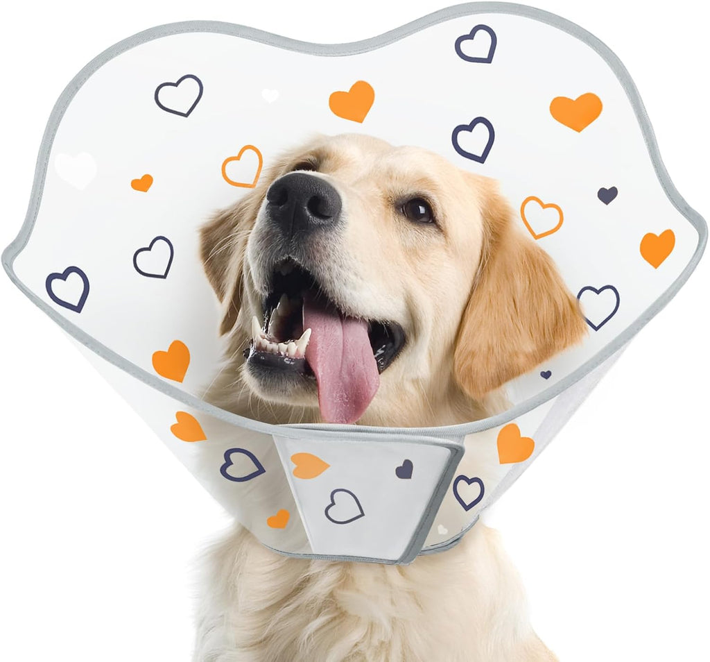 Dog Cone After Surgery - Soft, Comfortable, Adjustable Recovery Collar for Large, Medium, Small Dogs - Stop Licking with Soft Protect Edge (Bone, S)